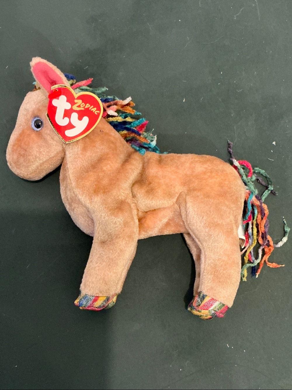 NWT 2000 Ty Beanie Baby Horse The Chinese Zodiac Rainbow Glitter Feet w/ Tags